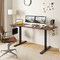 63 Inch Rustic Brown Electric Adjustable Sit Standing Desk with Hooks and Black Frame